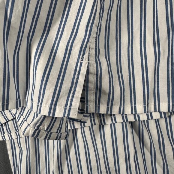 Lake L Poplin Chloe Pajama Set Seaport Shoreline Stripe Blue White 2 Pc Cotton - Picture 7 of 15